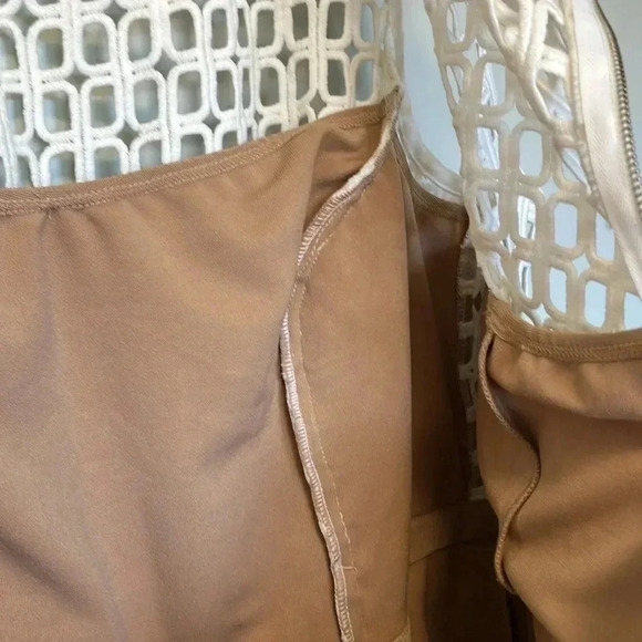 NWT ABS Allen Schwartz white crochet black pleated  dress - Picture 7 of 9